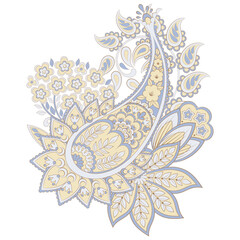 Paisley pattern in indian batik style. Floral vector illustration