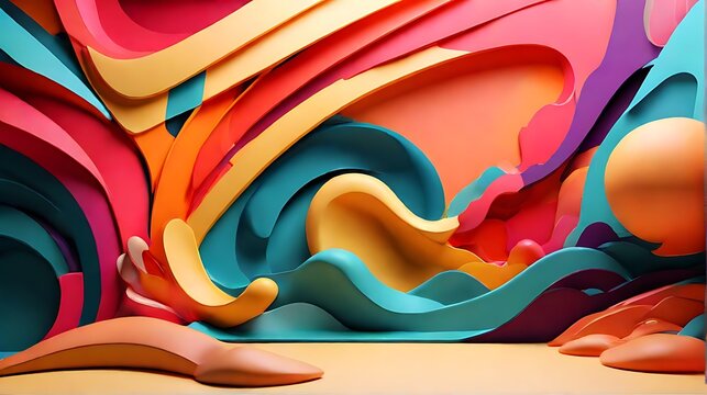 wall print design, colorful illustration.