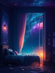 the universe is a fleeting memory of dreams and i have forgotten how to sleep, vibrant - obrazy, fototapety, plakaty
