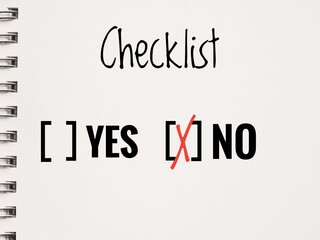 Yes No checkbox with no box selected with a red cross