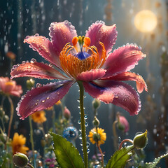 flower in the rain