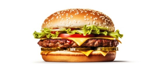 hamburger portrait isolated white background