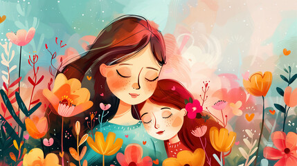Mother's Day Banner.Postcard.International Family Day