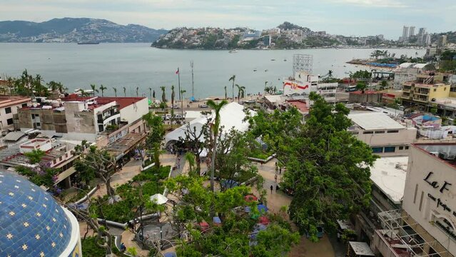 Drone Video: Retreating from Acapulco's Zocalo after Otis