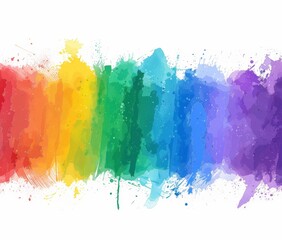 Fototapeta premium Vibrant rainbow colors splattered across a clean white backdrop, creating a striking contrast and eye-catching visual display