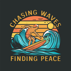 Illustration of an design. Surfing t-shirt design template. Surfing shirt design illustration