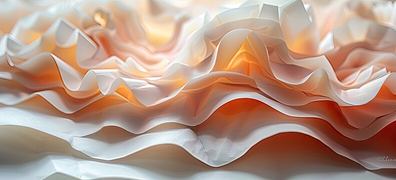 A closeup of an orange and white ruffled fabric, with the texture visible in detail. Created with Ai