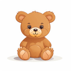 Obraz premium Bear toy, illustration, pure white background сreated with Generative Ai