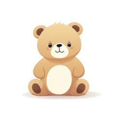 Fototapeta premium Bear toy, illustration, pure white background сreated with Generative Ai