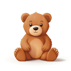 Obraz premium Bear toy, illustration, pure white background сreated with Generative Ai