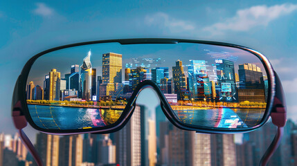 Fototapeta na wymiar Augmented Reality Glasses Enhancing Urban Experience
