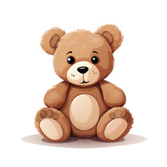 Fototapeta premium Bear toy, illustration, pure white background сreated with Generative Ai