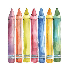 simple vector watercolour set of crayola crayons - obrazy, fototapety, plakaty