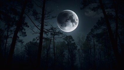 full moon over the forest
