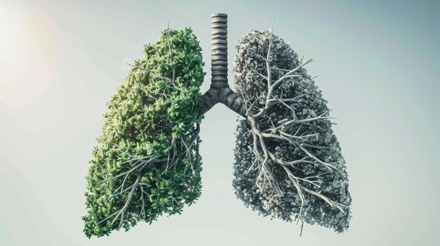 Conceptual Healthy and Unhealthy Lung Trees
