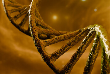 3d artificial DNA molecule helix, biotech genetic engineering