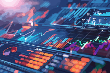 Financial data analysis for strategic investment decisions - businessman studying stock market trends, economic indicators and growth projections to optimize portfolio and maximize returns