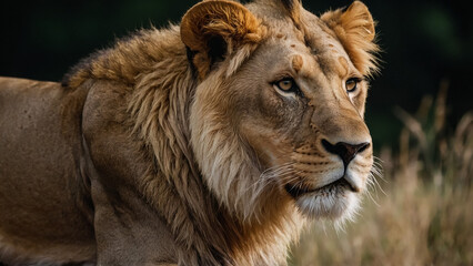 Fototapeta premium Lion King Walking photo.(Good looking hair)