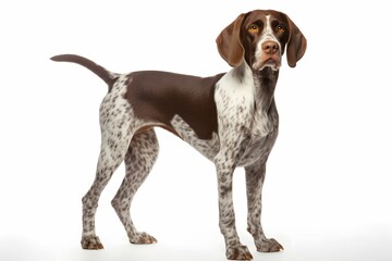 Brown and White Dog Standing on White Background