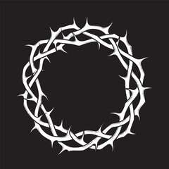 Sacred Christian crown of thorns wreath hand drawn isolated vector illustration flash tattoo or print design