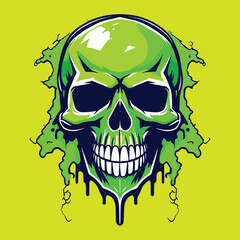 shirt design of green chemical skull head