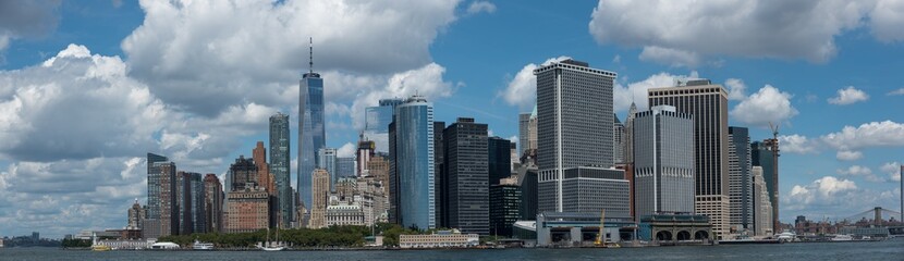 Skyline panorama of downtown Financial District and the Lower Manhattan in New York City, USA