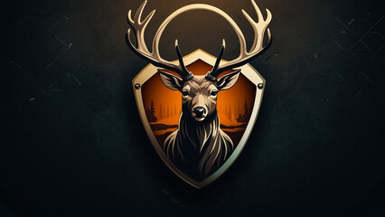 A modern and eye-catching logo design featuring a deer with long horns in a sleek and geometric style. The vector illustration showcases the herbivore's strength and grace, with clean lines and