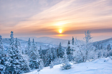 sunset in the mountains