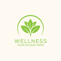 abstract wellness logo with natural leafs