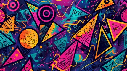  colorful poster background featuring geometric shapes