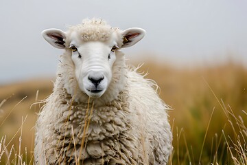a white sheep sitting and eating grass at the time of Eid Al Adha