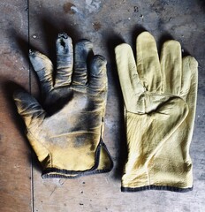 new vs old dirty gloves