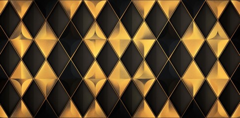 Fototapeta na wymiar Black and gold background with a repeating diamond pattern design
