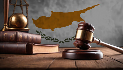 Justice gavel on Cyprus flag. Law and justice in Cyprus. Rights of citizens.