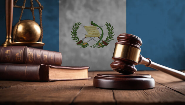 Justice gavel on Guatemala flag. Law and justice in Guatemala. Rights of citizens.