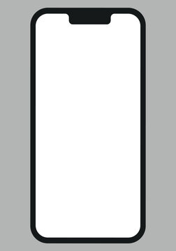 smartphone mockup with blank transparent screen in Ultra realistic, line style. mobile phone. mock up of the new mobile phone in front view Black notch, editable vector illustration presentation