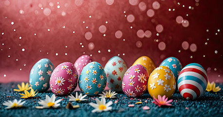 Fototapeta na wymiar Captivating Easter Eggs Bursting with Spring Florals and Bright Hues
