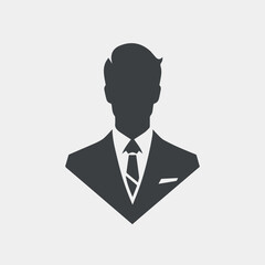 Vector illustration silhouette of man, black and white, flat art, businessman.