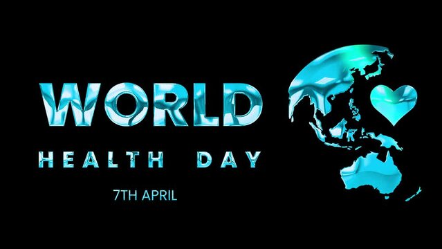 World health day event with earth concept and  blue shine text animation video