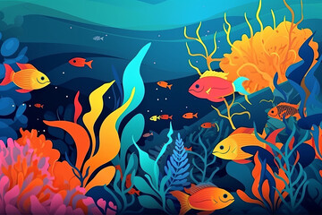 Obraz na płótnie Canvas Beautiful Tropical Fish Background Design