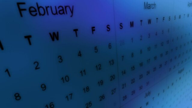 Blue and black angled calendar looping animated background