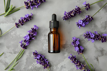 Top View Lavender Essential Oil for Natural Relaxation. Generative AI