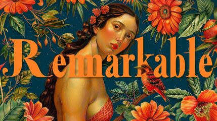 A person gazes at an image with the word "Remarkable" on a single colored background. The image is vibrant and eye-catching.