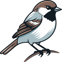 Fototapeta premium Charming Sparrow Vector Drawing