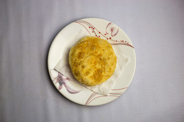 Fried Keema puri served in plate isolated on background top view of bangladeshi, indian and...