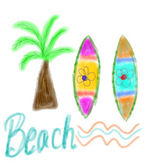 Fototapeta premium Beach surfboard art