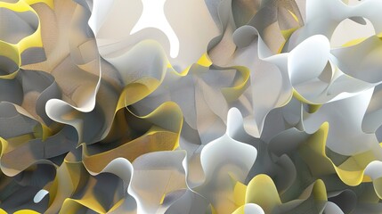 abstrakter, bizarrer Hintergrund mit gelben und grauen Wellen und Formen