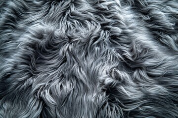 Textured gray faux fur close-up, swirling with luxurious softness and depth.