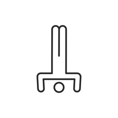 Obraz premium Headstand yoga pose icon for web, mobile, promo. Fits yoga, sport, well-being, lifestyle. Black outline, white background. Vector illustration