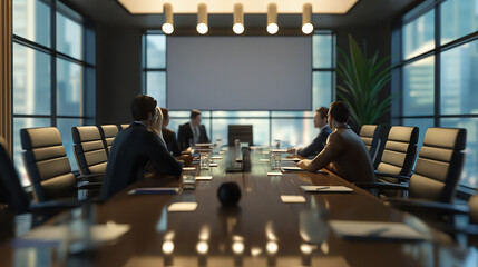 Silhouetted business professionals in a meeting